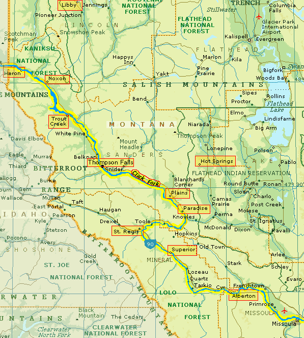 Map of Clark Fork River